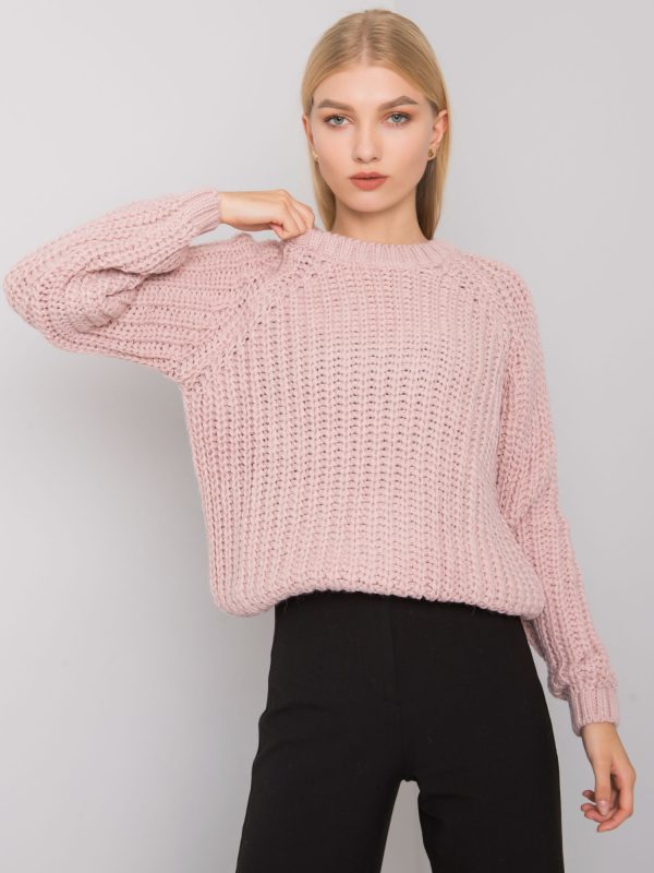 Grinnell RUE PARIS Women's Light Pink Knitted Sweater