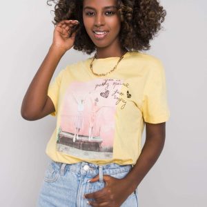 Yellow cotton t-shirt with print Liliann