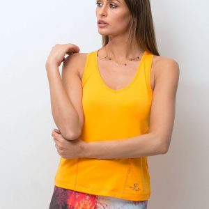 Light Orange U Neck Sports Top