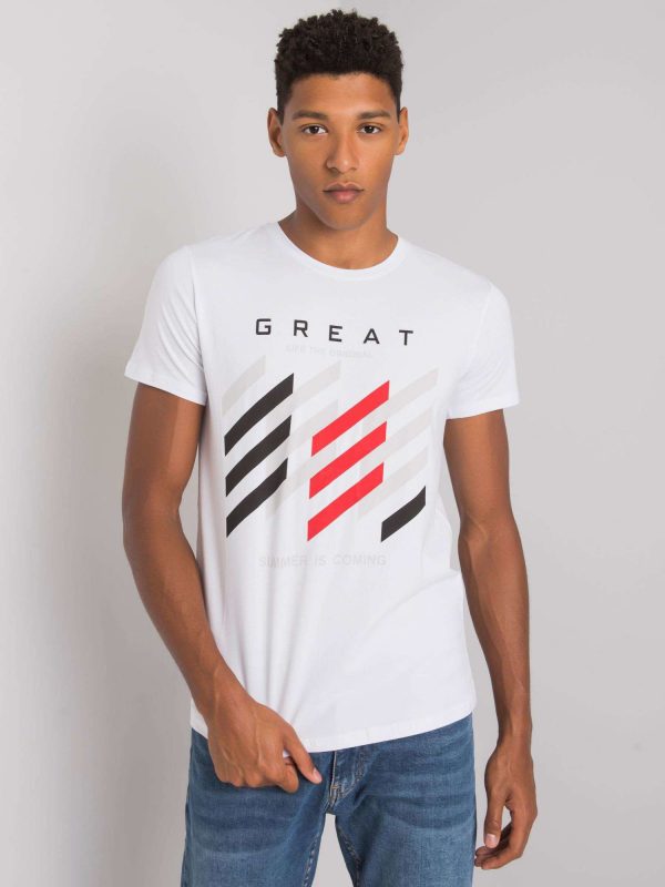 Men's white t-shirt with colorful print Adriel