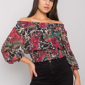 Burgundy beige Spanish blouse with Rouen prints