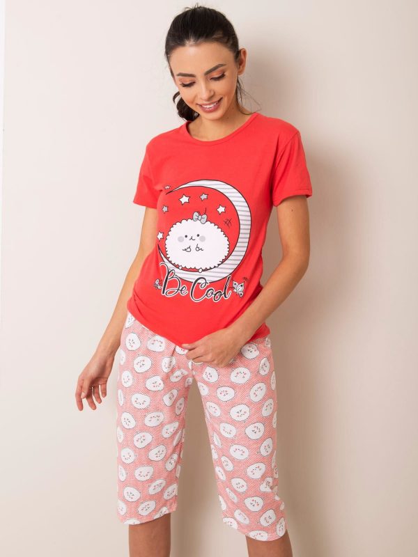 Red Women's Two Piece Pyjama Set