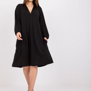 Black Loose Dress with Rimini Pockets