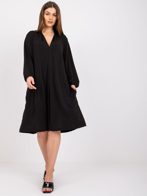 Black Loose Dress with Rimini Pockets