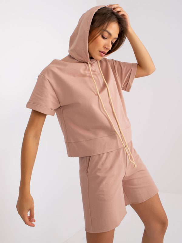 Beige Leoni cotton sweatsuit set