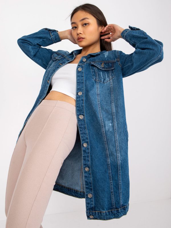 Blue long denim jacket Salome RUE PARIS