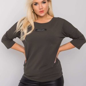 Dark khaki blouse plus size cotton Lucy