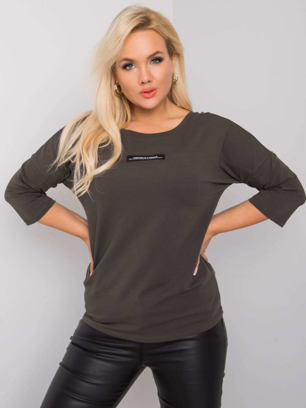 Dark khaki blouse plus size cotton Lucy