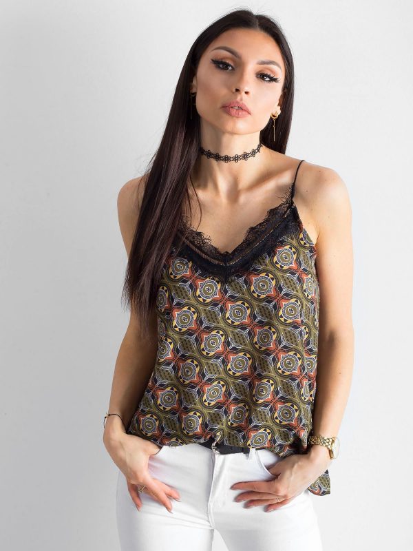 Khaki patterned top