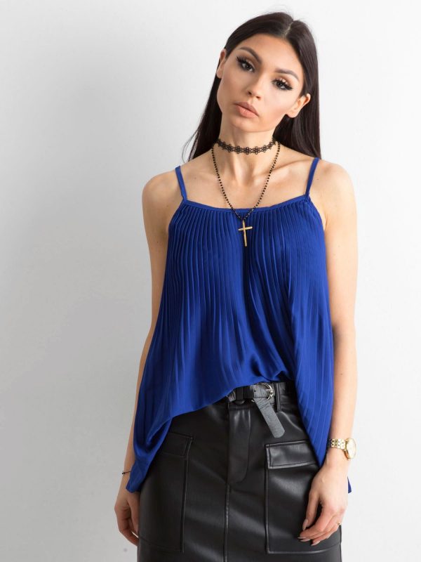 Cobalt pleated top