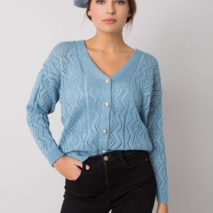 Blue button-up sweater with openwork Gregoire RUE PARIS