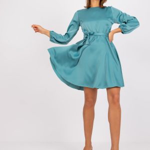 Light Blue Plain Mini Dress with Clarison Strap