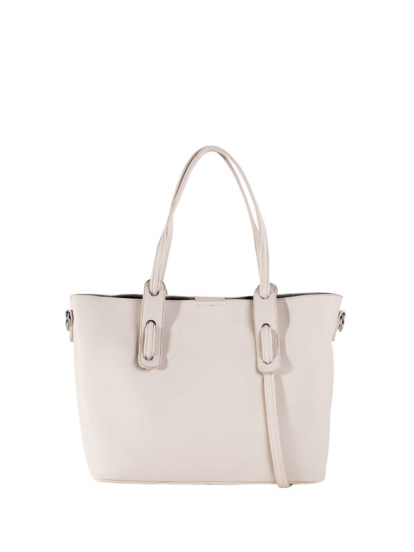 Light Beige Roomy Eco Leather Shoulder Bag