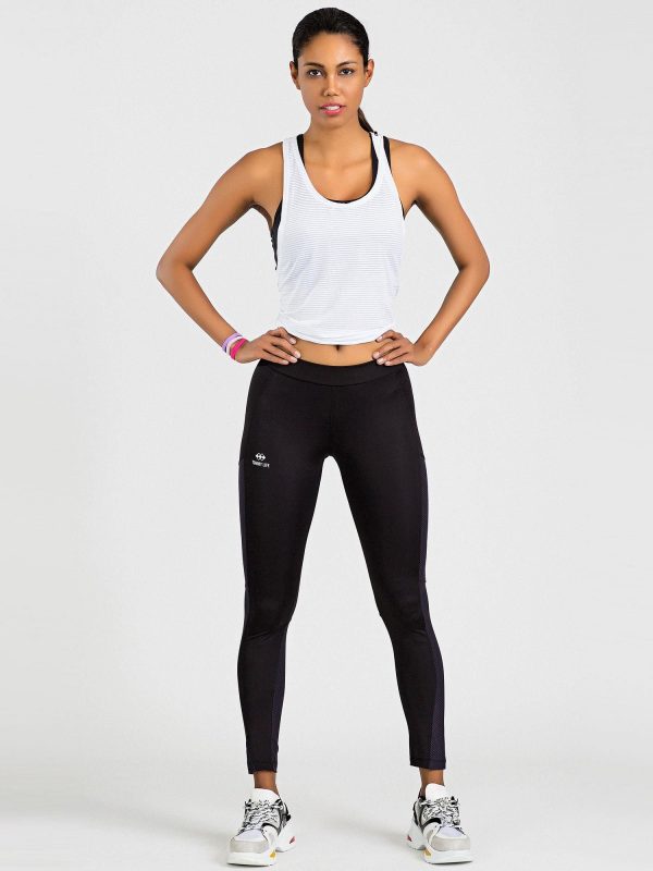 TOMMY LIFE Black & Purple Sport Leggings