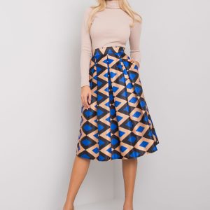 Beige and blue skirt with patterns of Alcantara