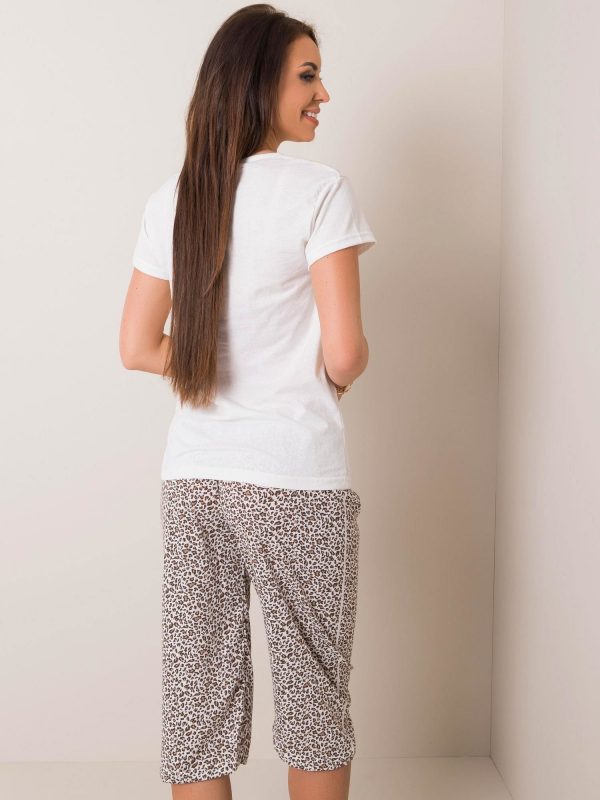 White & Brown Print Pyjamas