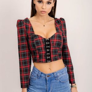 BSL Red Checkered Blouse