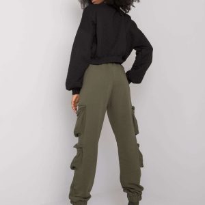 Khaki women's sweatpants with pockets Mila RUE PARIS