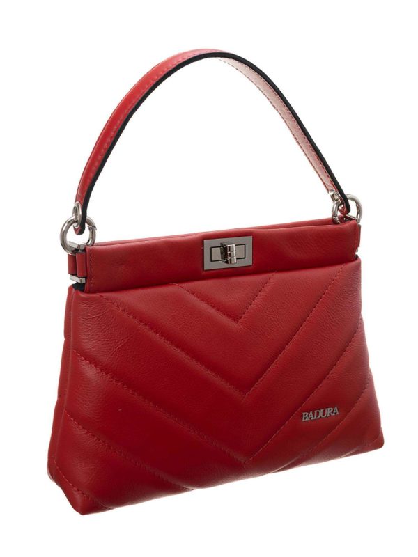 Red Leather Messenger Bag BADURA