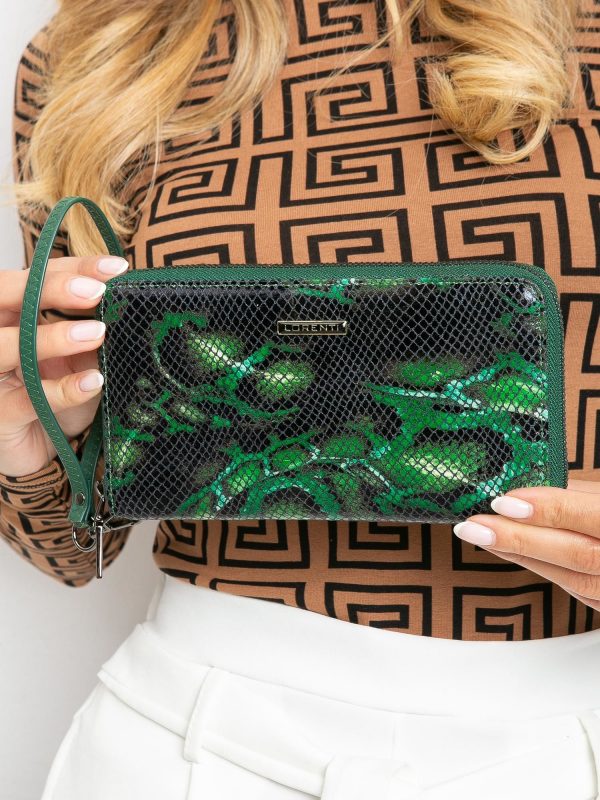 Blue and Green Women's Feather Motif Wallet