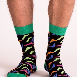 Black and Green Printed Men's Socks