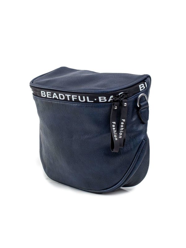 Navy blue women's handbag with detachable strap