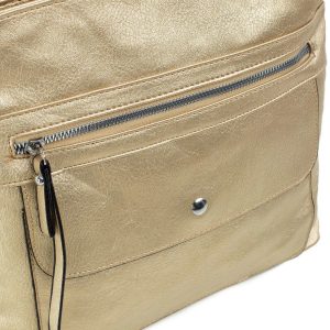 Gold shoulder bag with pockets