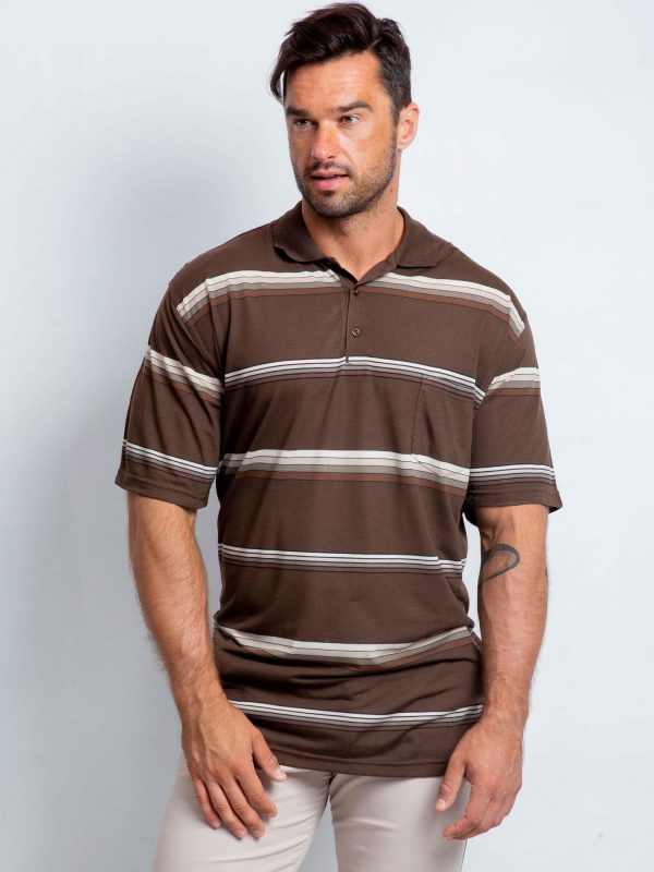 Men's Grizzly Plus Size Brown Polo Shirt