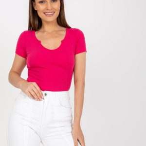 Fuchsia fitted blouse with stripes Rubeni OCH BELLA