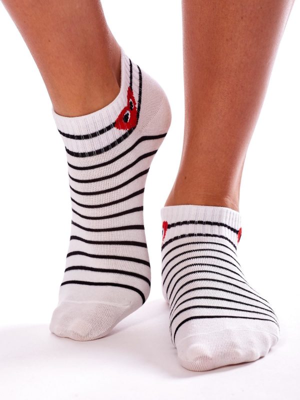 White 3-pack striped foot socks