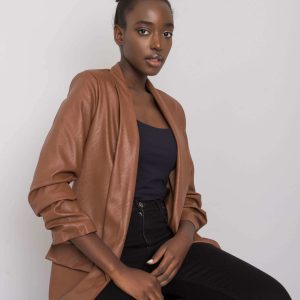 Brown jacket made of eco leather by Shane