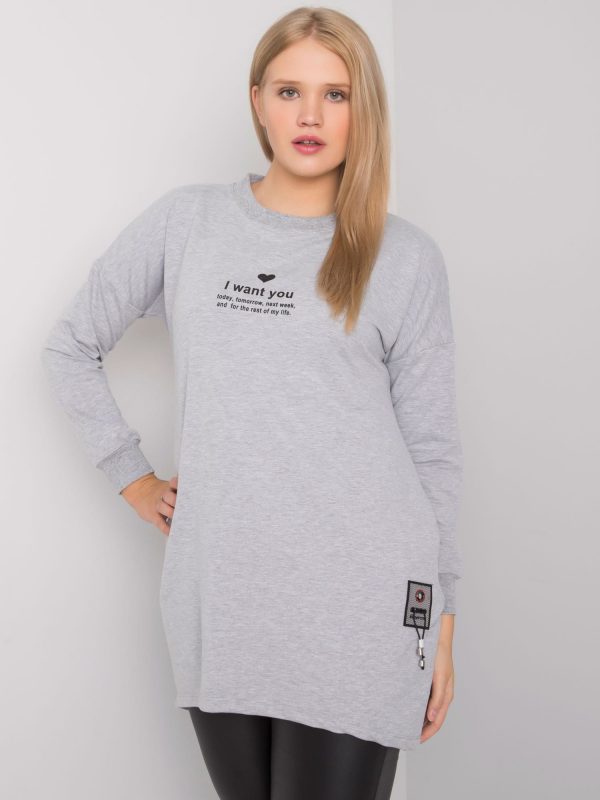 Grey melange tunic plus size in Maurita cotton