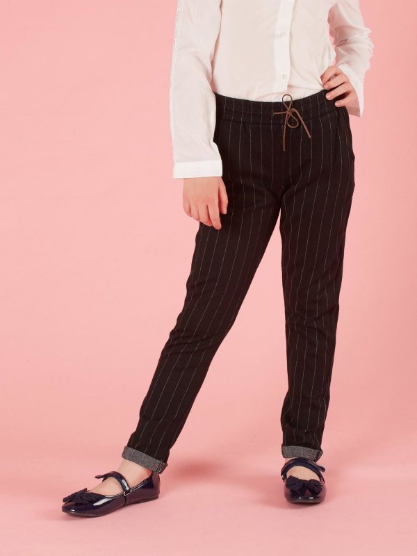 Black striped pants for girl