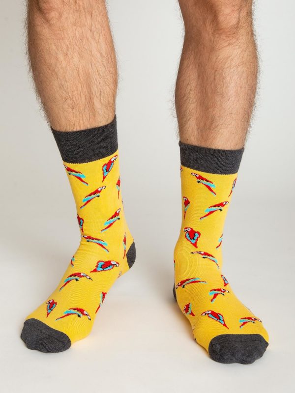 Yellow Cotton Mens Socks