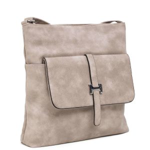 Dark beige handbag with flip