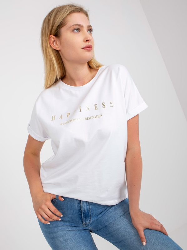 White Cotton Plus Size Short Sleeve T-Shirt