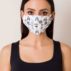 White protective mask with print