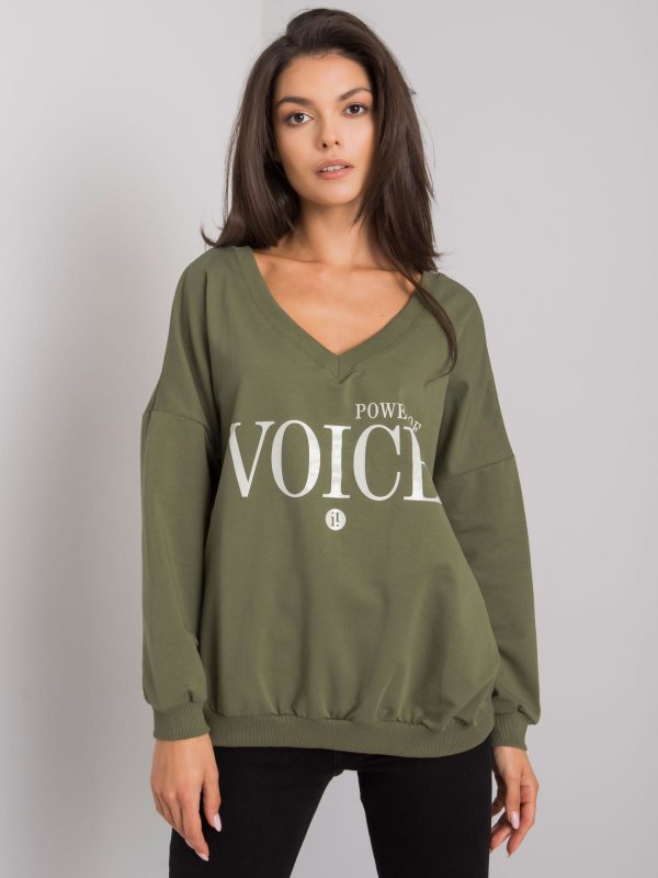 Khaki sweatshirt for women with inscription Maral