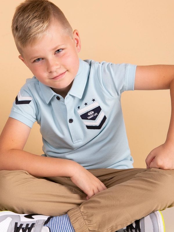 Pale blue polo shirt for boy TOMMY LIFE