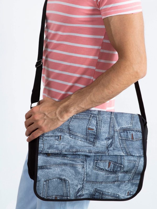 Men's Black Flip Shoulder Bag