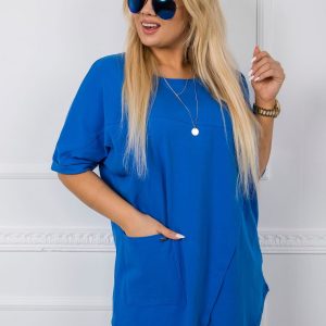 Dark blue plus size blouse Ava