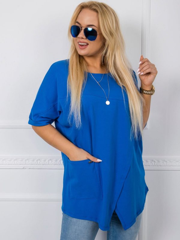 Dark blue plus size blouse Ava