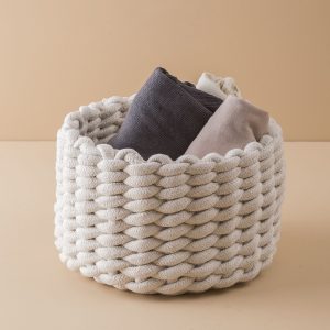 Ecru Round Braided Container