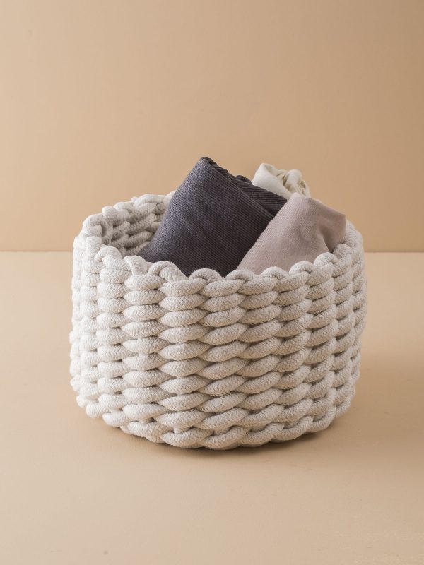 Ecru Round Braided Container