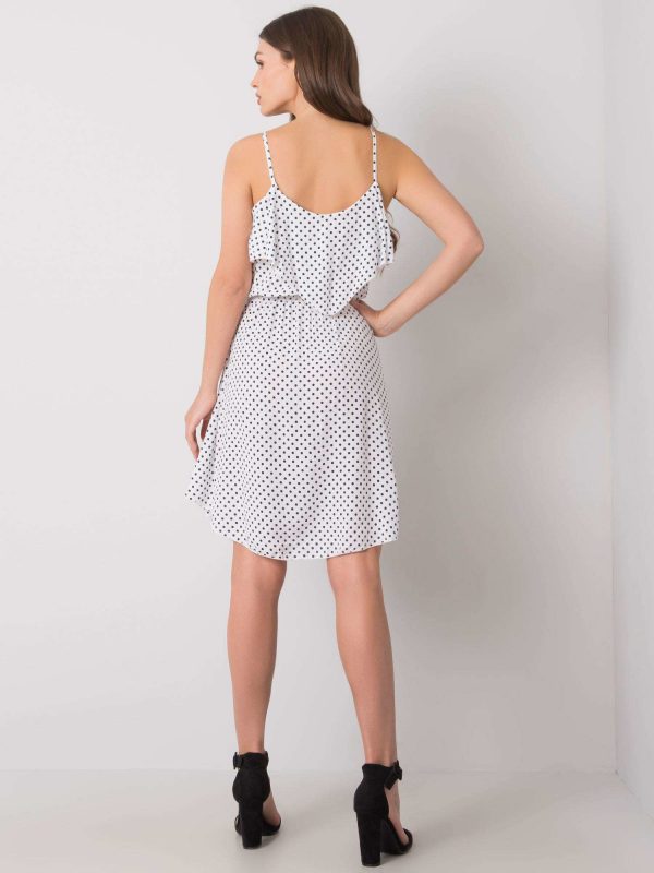 White and navy blue polka dot dress Ilene