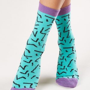 Mint purple pattern socks