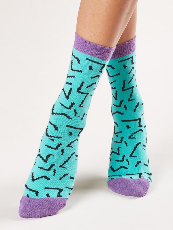 Mint purple pattern socks