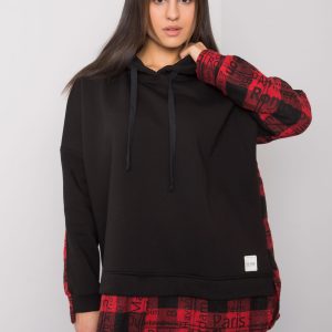 Black and red sweatshirt for women with hood Freyah RUE PARIS