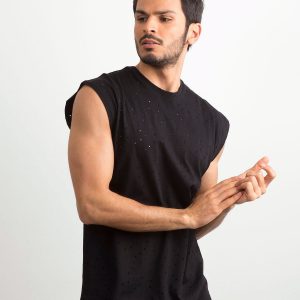 Men's black openwork top