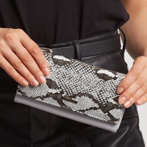 Silver patent leather wallet